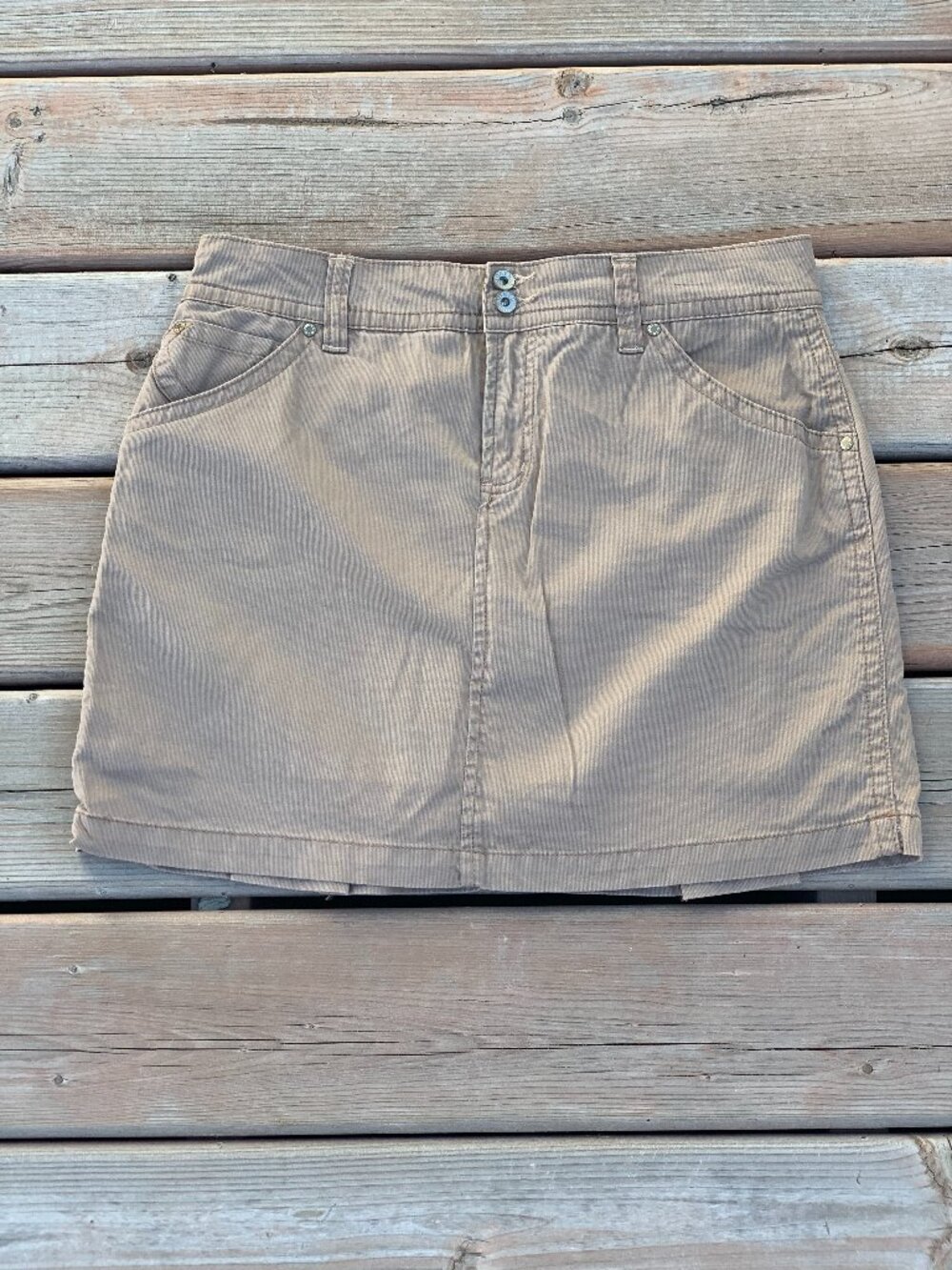 Vintage Jones & Co Skort 8 Tan Corduroy Pleated Back Pocket Stretch Sport Skirt